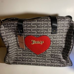 Brand New Juicy Couture Forget Me Not Duffle in Goth Stat With Big Red Heart